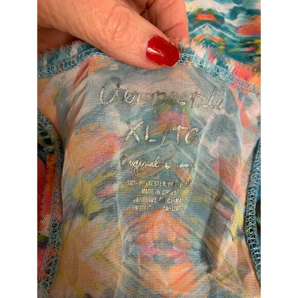 Aeropostale Blouse Sheer SZ XL Racer Back Multi Floral Delicate Boho - Picture 5 of 7